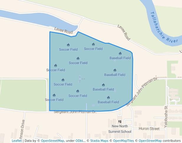 walking in Stribling Park map in Greenwood