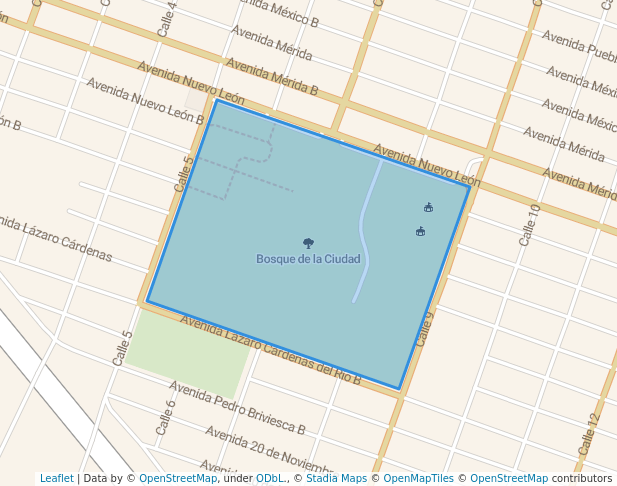 walking in Bosque de la Ciudad map in San Luis Río Colorado
