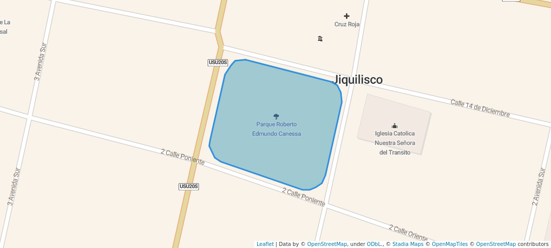 walking in Parque Roberto Edmundo Canessa map in Jiquilisco