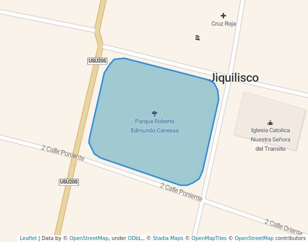 walking in Parque Roberto Edmundo Canessa map in Jiquilisco