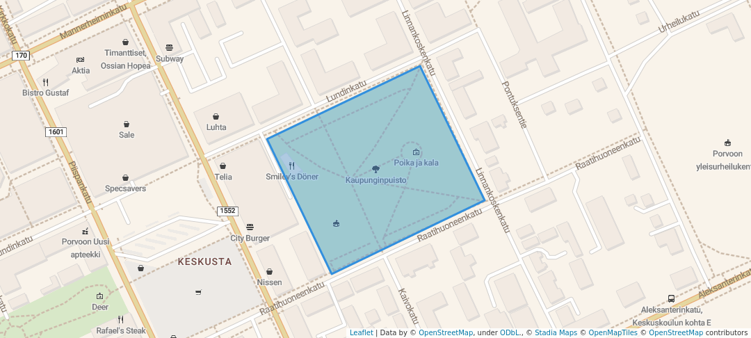 walking in Kaupunginpuisto map in Borgå