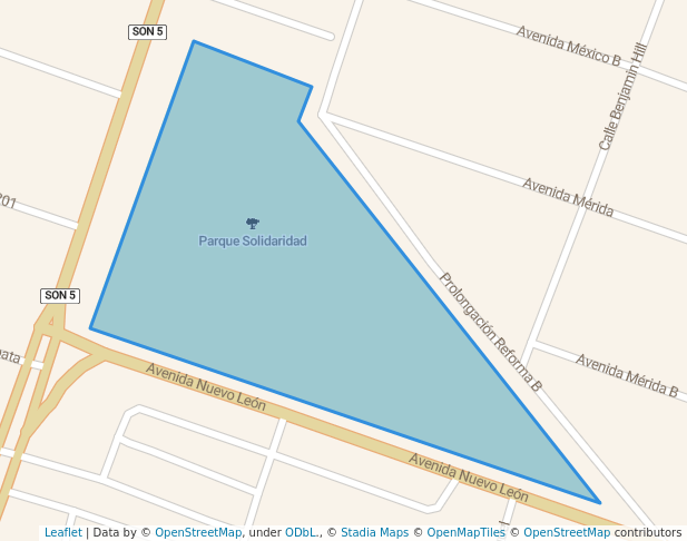 walking in Parque Solidaridad map in San Luis Río Colorado