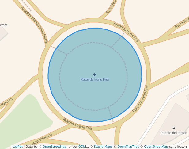 walking in Rotonda Irene Frei map in Vitacura