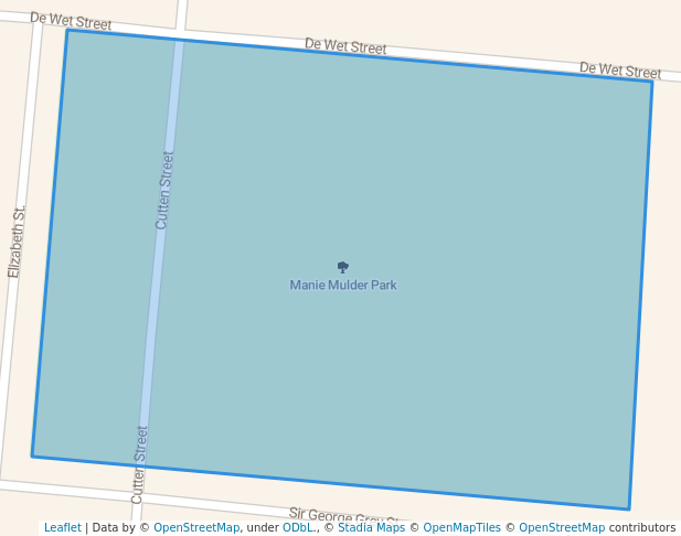 walking in Manie Mulder Park map in Roodepoort