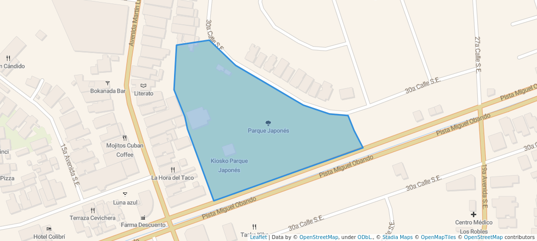 walking in Parque Japonés map in Managua