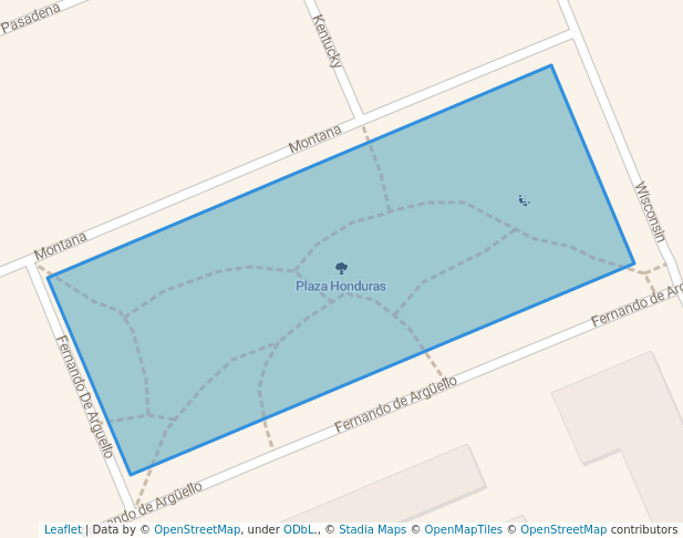 walking in Plaza Honduras map in Vitacura