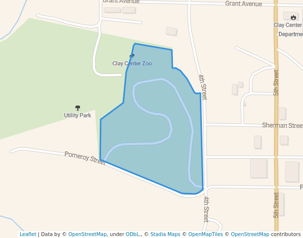 walking in Utility Park map in Clay Center