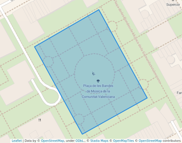 walking in Plaça de les Bandes de Música de la Comunitat Valenciana map in Valencia