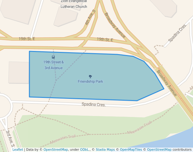 walking in Friendship Park map in Saskatoon