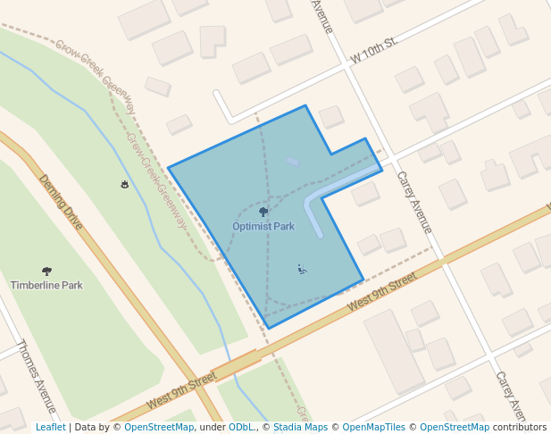 walking in Optimist Park map in Cheyenne