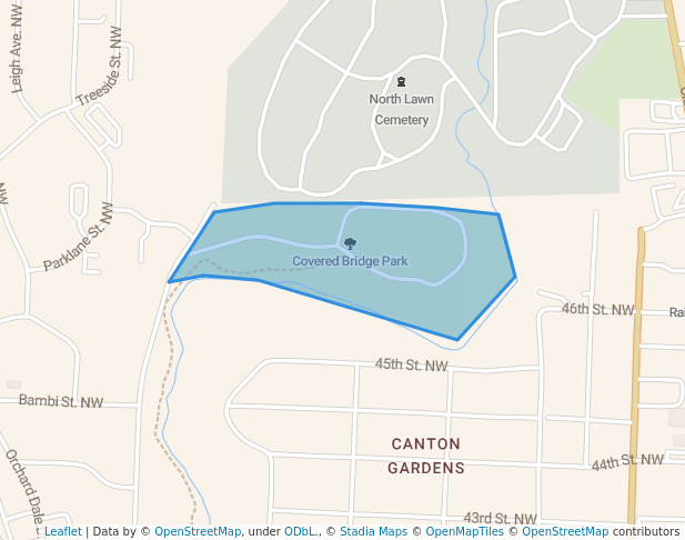 walking in Covered Bridge Park map in Canton