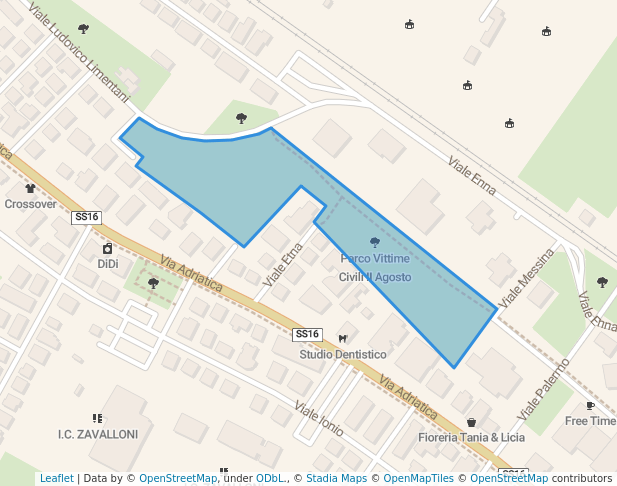 walking in Parco Vittime Civili II Agosto map in Riccione