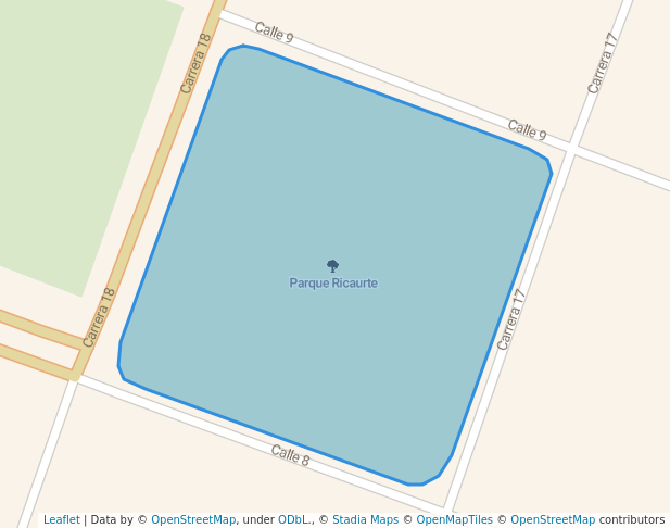 walking in Parque Ricaurte map in Guadalajara de Buga