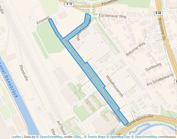 walking in Grünzug Winkelhausenkaserne map in Osnabrück