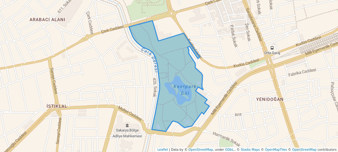 walking in Kentpark map in Sakarya