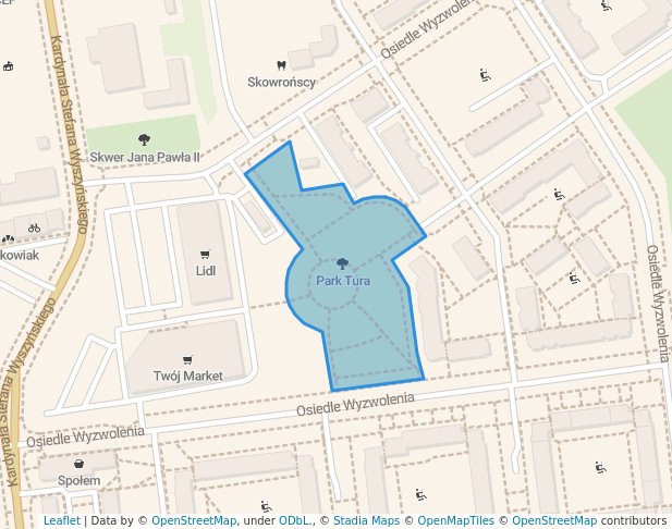walking in Park Tura map in Turek
