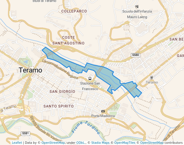 walking in Parco fluviale Vezzola map in Teramo