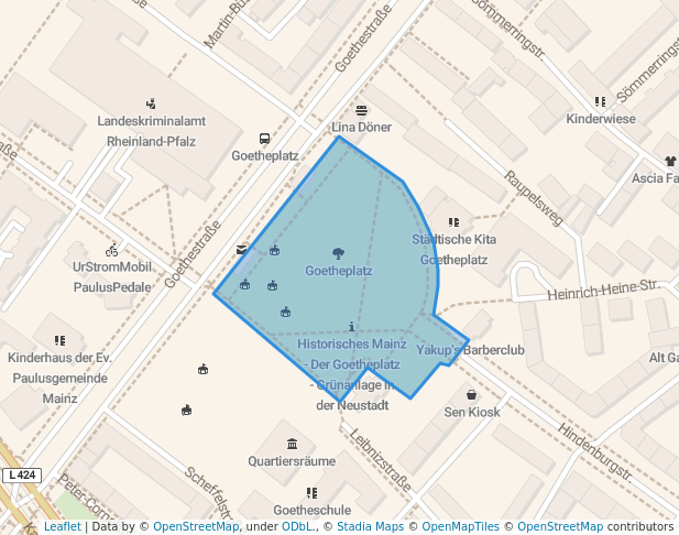 walking in Goetheplatz map in Mainz