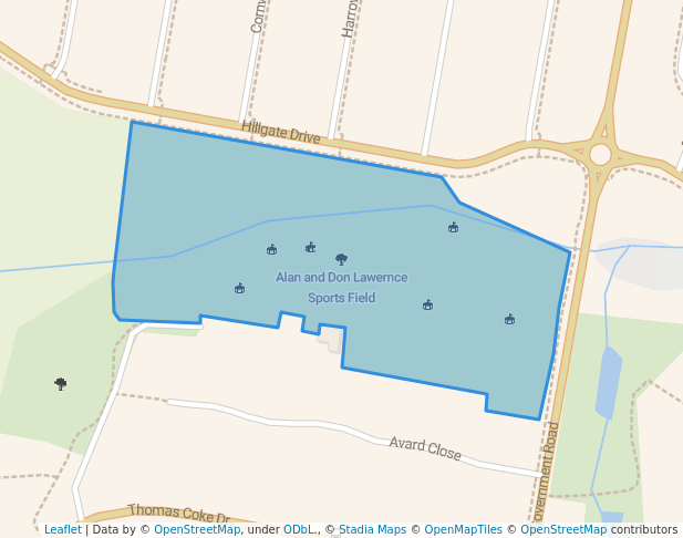 walking in Alan and Don Lawernce Sports Field map in Thornton