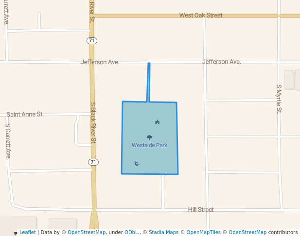 walking in Westside Park map in Sparta