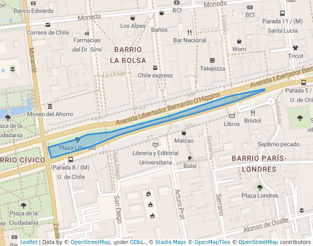 Bandejón Central Alameda Bernardo O'Higgins