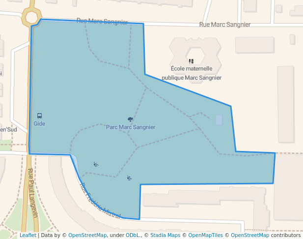 walking in Parc Marc Sangnier map in Rennes