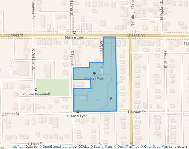 walking in Victory Park map in Urbana