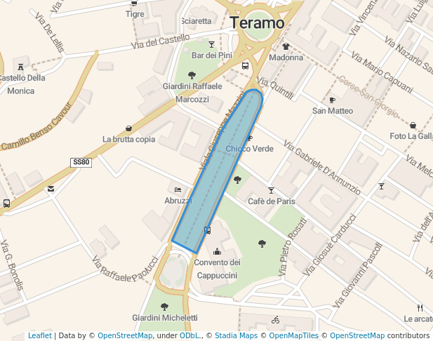 walking in Giardino Carino Gambacorta map in Teramo