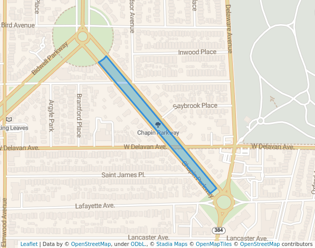 walking in Chapin Parkway map in Buffalo