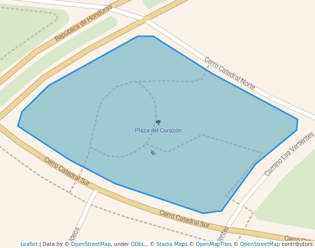 walking in Plaza Camino Catedral map in Las Condes