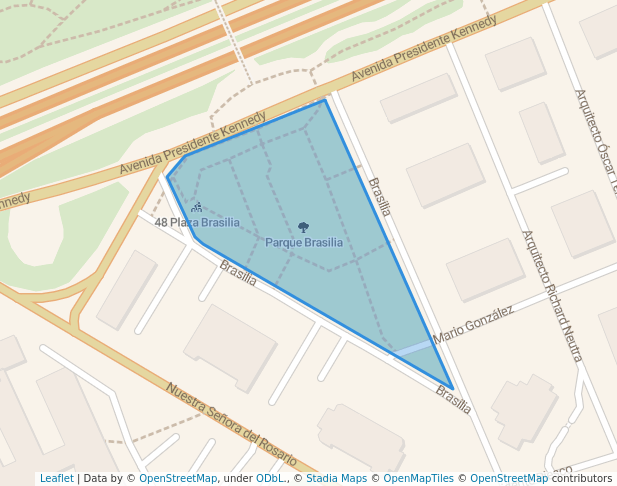 walking in Parque Brasilia map in Las Condes