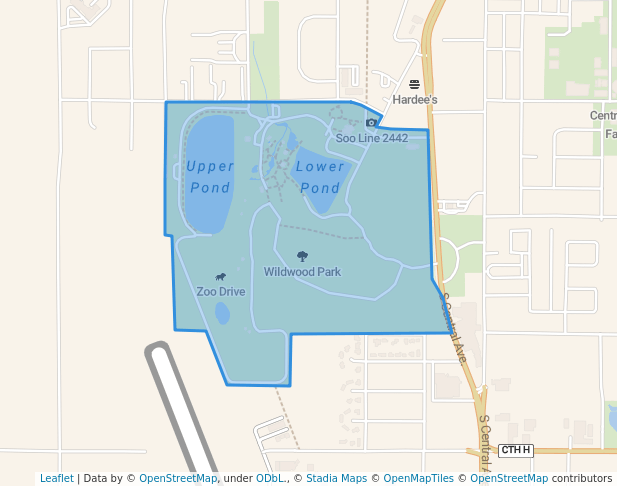 walking in Wildwood Park map in Marshfield