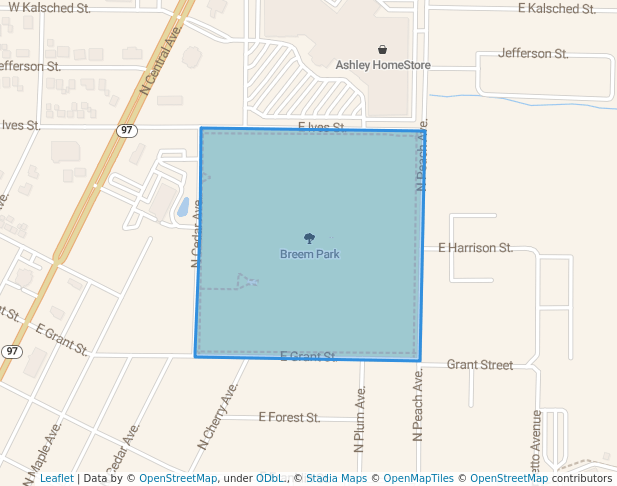 walking in Breem Park map in Marshfield