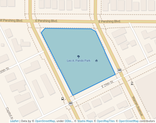 walking in Leo A. Pando Park and Tennis Court map in Cheyenne