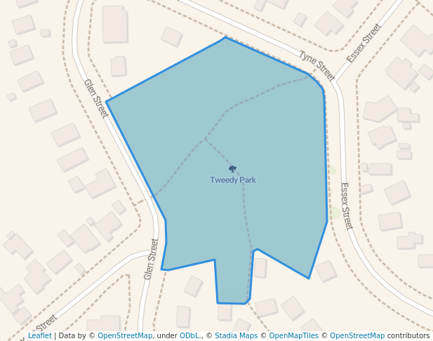 walking in Tweedy Park map in Timaru