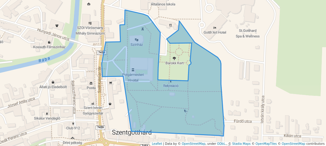 walking in Várkert map in Szentgotthárd