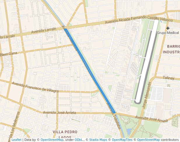 walking in Parque Tobalaba - Canal San Carlos map in La Reina