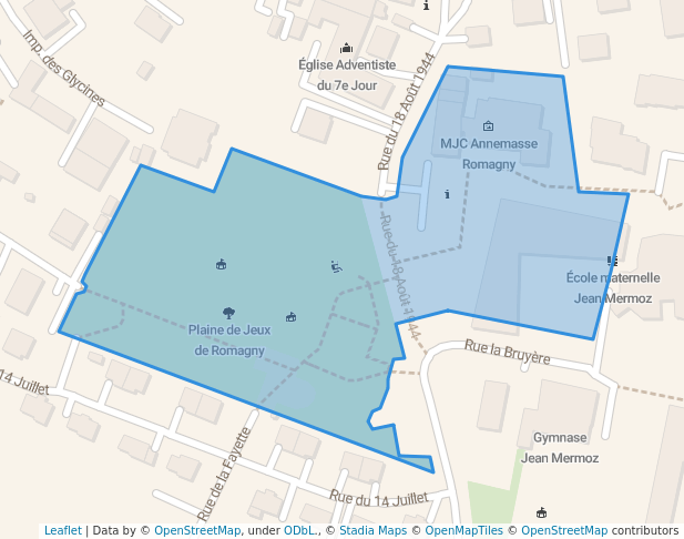walking in Plaine de Jeux de Romagny map in Annemasse