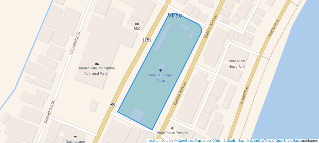 walking in Virac Municipal Plaza map in Virac