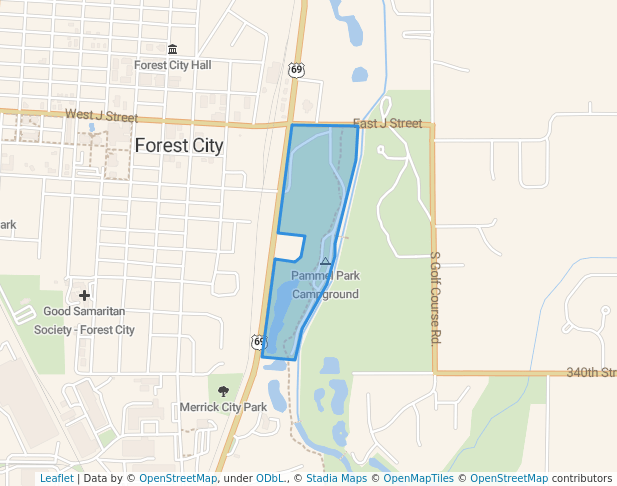 walking in Pammel Park map in Forest City