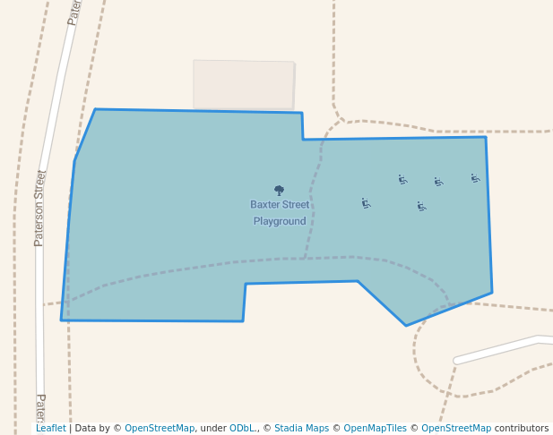 walking in Baxter Street Playground map in Invercargill