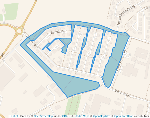 walking in Virkesvägens grönområde map in Trelleborg