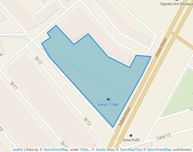 walking in Askari 7 Park map in Rawalpindi