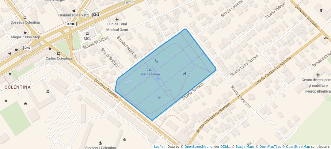 walking in Parcul Motodrom map in București