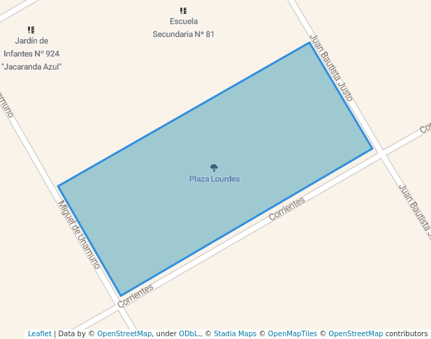 walking in Plaza Lourdes map in Quilmes Oeste