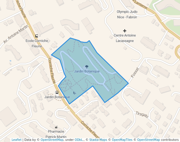 walking in Jardin Botanique map in Nice