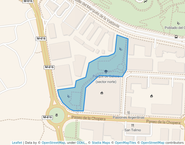 walking in Parque de Galicia (sector norte) map in Alcobendas