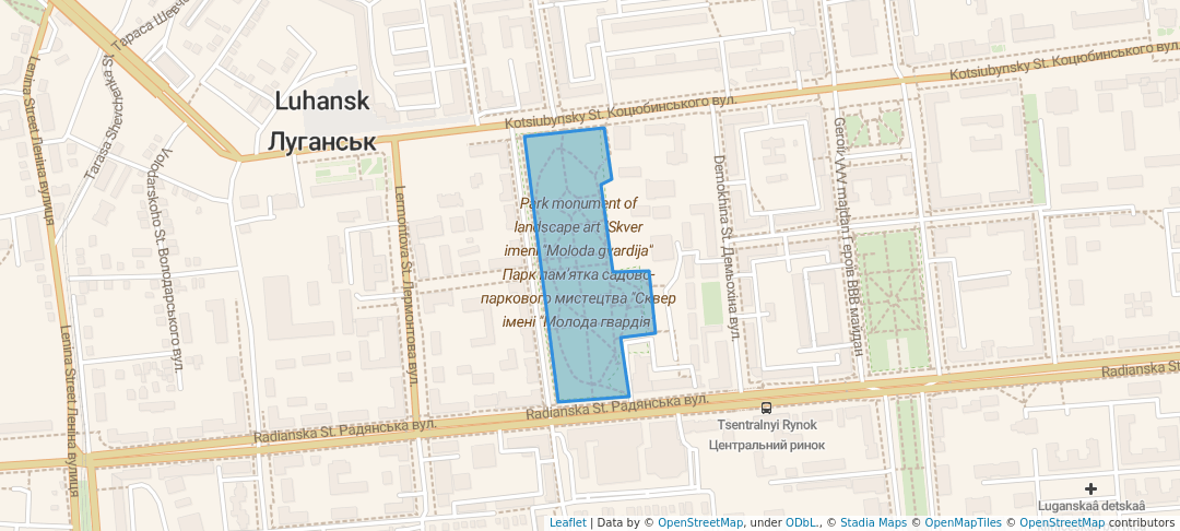 walking in Парк імені Молодої гвардії map in Luhans'k