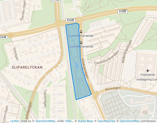 walking in Monumentparken map in Lund