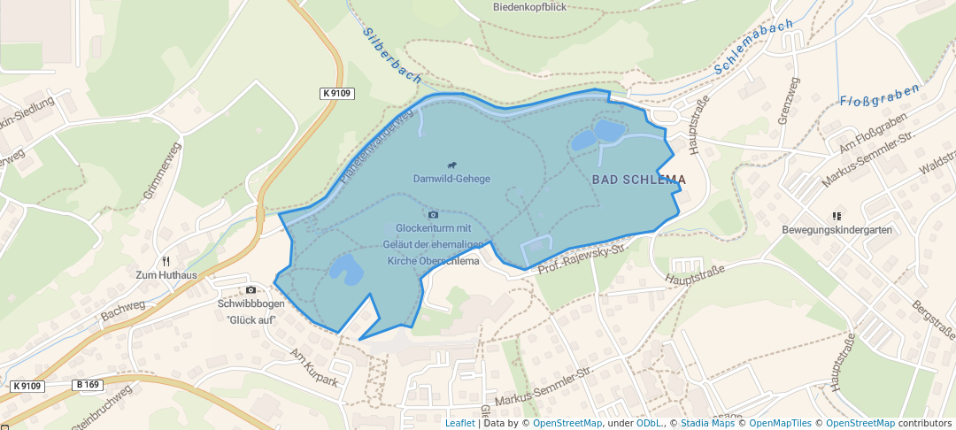 walking in Kurpark map in Aue-Bad Schlema